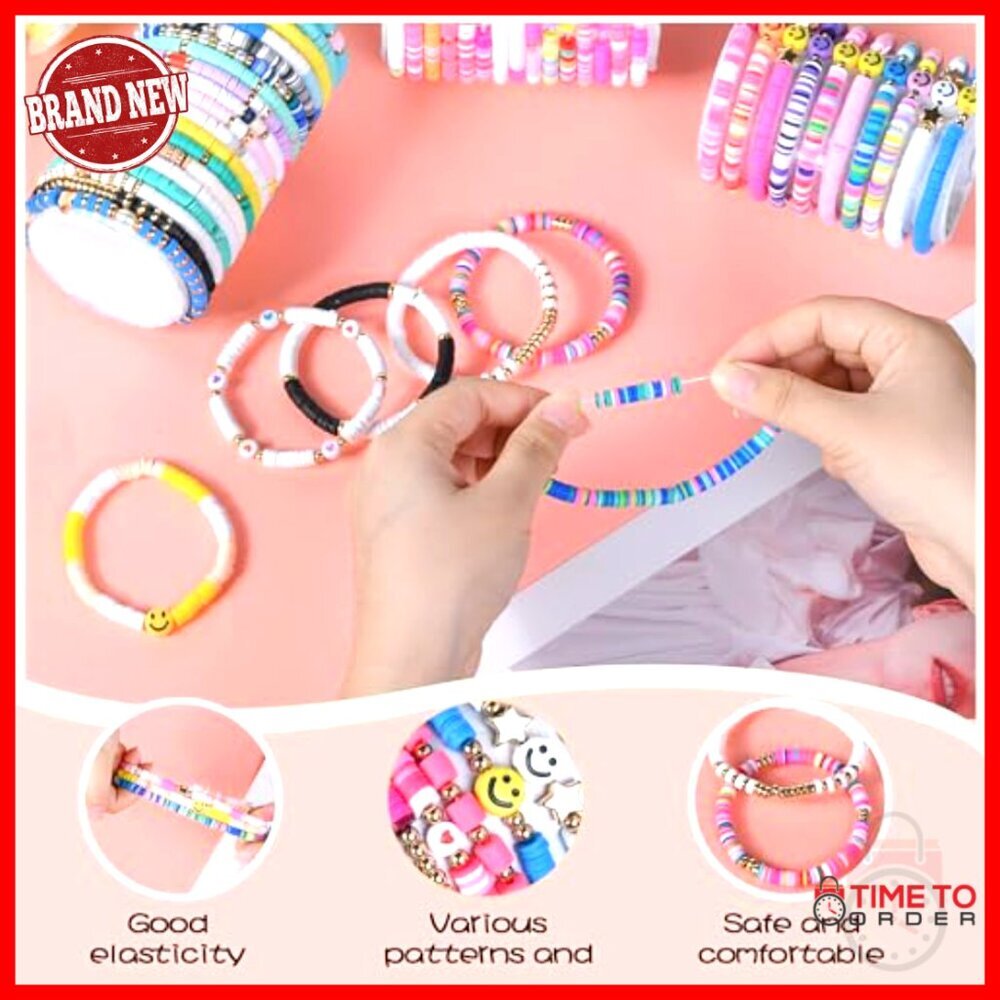 Clay Beaded Stretch Bracelets Stackable Bohemian Summer Beach Party Gift Set - Picture 3 of 6